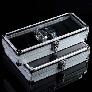 6 12 grade slot para cartão relógio seguro caixa de exposição jóias relógios liga alumínio caso armazenamento transparente suporte displa 240119