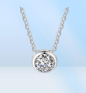 Mode Hohe Qualität Echt 925 Sterling Silber Anhänger Charme Kreis Halskette Dame Mädchen Liebe Geschenk Winzige Zirkonia Schmuck acce7751181