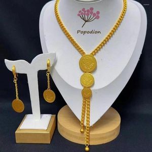Conjunto de brincos de colar joias femininas banhadas a ouro 24K e Popodion de 2 peças DD30363