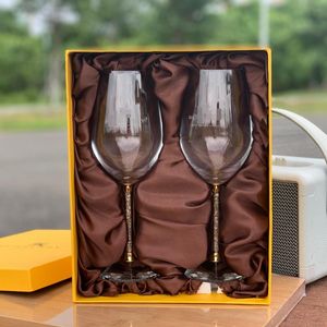 Conjunto de caixa de presente de vidro de vinho tinto de vidro alto de cristal de diamante de designer