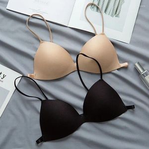 Bras French Thin Shoulder Strap Back Bra Without Steel Ring Lingerie Girls Sexy Gathering Seamless One Piece