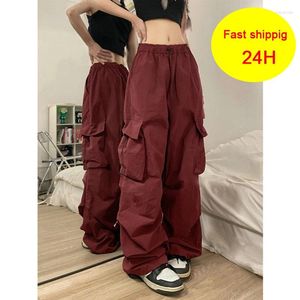 Women's Pants Y2K Techwear Sweatpants Women Streetwear Korean Hip Hop Harajuku Cargo Parachute Track Lady Wide Leg Joggers Trousers 2024