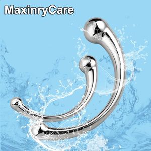 Double Ended Stainless Steel G Spot Wand Massage Stick Pure Metal Penis PSpot Stimulator Anal Plug Dildo Sex Toy for Women Men 240202