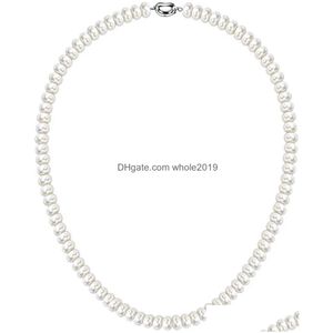 Beaded Halsband Dainashi White 710mm Freshwater Ctured Pearl Strands Halsband Sterling Sier Fine Jewelry for Women Birthday Present Dr Dh5ez