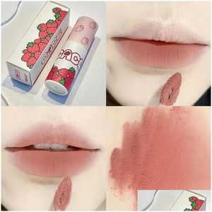 Lip Gloss Glaze 6 Kolor Brązowy różowy matowy płynny szminka Śliczna Waterproof Waterproof Veet Nude Red Mud Cheek Rouge Cosmetics Drop del otkmv