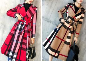 Autumn and winter new style female lapels in the long simple color matching commuter fashion retro duffle coat temperament trench coat