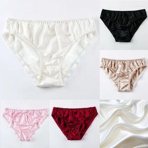 Women's Panties Silk Female Ladies Seamless Underwear Comfortable Breathable Satin Briefs Sexy Pure Color Luxury Plus Size