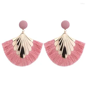 Orecchini pendenti Charmsmic Bohemian Feather Nappa per le donne a forma di ventaglio in lega rosa gioielli etnici all'ingrosso