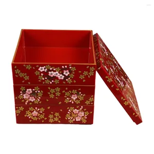 Louça japonês caixa de sushi portátil caso multi-camada estilo recipiente bandeja de armazenamento de três camadas