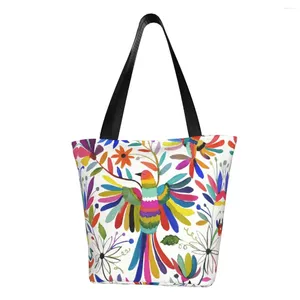 Shopping Bags Cute Mexican Otomi Bird Tote Bag Recycling Animal Embroidery Grocery Canvas Shoulder Shopper
