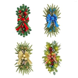 Decorative Flowers Pre Lit Stairway Swag Wall Hanging Ornament For Garden Holiday Corridor