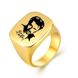 Johnny hallyday po ring rostfritt stål män kvinnor stora ringar punk rock män finger ring guld färg svart smycken gåva 240129