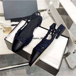 Top Quality Sexy Shoes Autumn Classic Thick Heel Flat Single Shoes silk Women Slingback Fairy Style Pumps Shallow Office Lady All-match Sandals Large Size channel