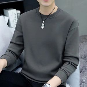 Fashion Man Round Neck Long Sleeve TShirt Casual Solid Color Undershirts Tees Tops T Shirt For Men Clothing 240201