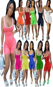 Mode kvinnor fitness jumpsuit bodycon rompers yoga byxor sommar pyjama designer onesies ärmlösa slim casual playsuit overall 3776336