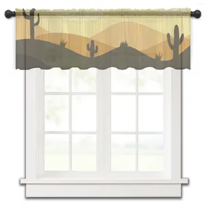 Vorhang Tropische Wüste Kaktus Sonne Kurze transparente Fenster Tüllvorhänge für Küche Schlafzimmer Home Decor Kleine Voile-Vorhänge