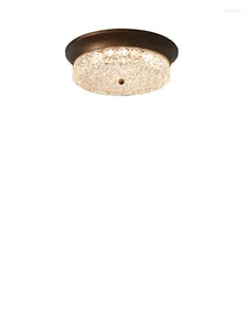 Ceiling Lights Retro Bronze Round Glass Lamp Led Home Decoration Light For Bedroom Living Room Classic Fixture