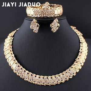 Jiayijiduo African Wedding Jewelry Dubai Gold Color Set Romantic Design Necklace Drop 240202