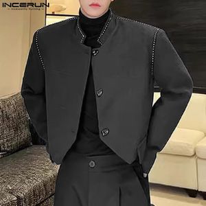 Incerun tops estilo coreano masculino suporte pescoço irregular hem design terno casacos casual streetwear manga comprida blazer s5xl 240201