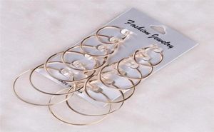 6 par Set Vintage Silver Gold Big Circle Hoop örhängen för kvinnors uttalande Punk Ear Clip90217666555435