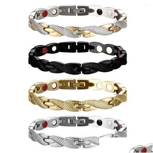 Chain Link Bracelets Dragon Pattern Twisted Healthy Magnetic Slimming Bracelet For Charm Jewelry Men Christmas Gift Drop Delivery Otozl