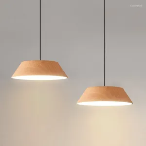 Pendant Lamps Nordic Modern Wood Grain Led Metal Lights For Table Dining Room Kitchen Hanging Lamp Fixture Home Decor Lighting Lusters