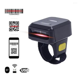 Scanners portáteis 1D / 2D Barcode Scanner Finger Handheld Wearable Ring Bar Code Reader Bt Conexão com fio sem fio com offline Storag Oteyk