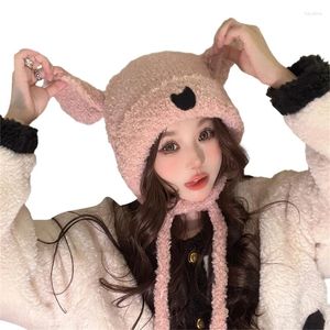 Berets YIYI Teenager Slouch Beanie Hut Elastische Cartoon Bär Ohr Design Schutz Winter Erwachsene Radfahren Skifahren Liefert