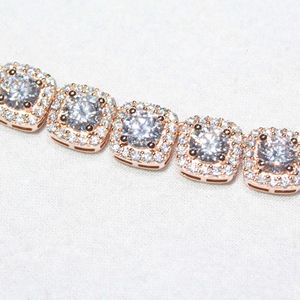 Coutom Shinny Decent Design 8Mm Width Rose Sterling Sier Moissanite Hip Hop Iced Out Tennis Link Chain