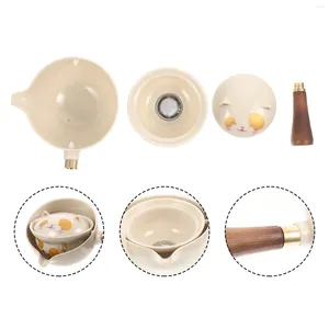 Zestawy naczyń obiadowych ceramiczna uchwyt boczny dzban łatwy do czajnika obrotowy czajnik herbaty ręczny chwyta chińskie narzędzie do naparu drewnianego drewna