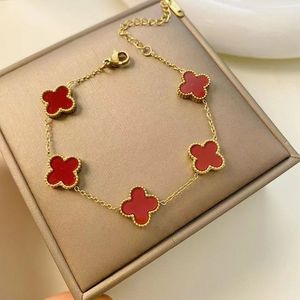 18K Gold Plated Classic Fashion Charm Bracelet Four-leaf Clover Designer Jewelry Elegant Mother-of-Pearl Bracelets For Women and Men High QualityAAAA888