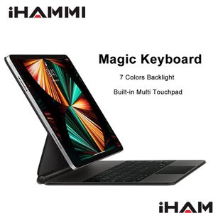 Tablet PC -fodral väskor Magic Tangentboard för iPad Pro 11 10.9 12,9 tum Air 4 5 med smarta toucad 7 färger Backlights läder ER CASE DROP OTRXP