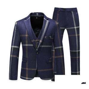 Mens Suits Blazers Big Pliad Check Suit Men Business Costume Homme Sur Mesure Groom Tuxedo Slim Fit Smoking Uomo 5xl8737013 Dro Otaot