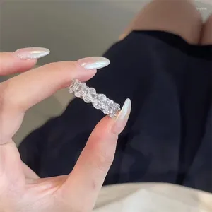 Cluster Rings Fashion For Women And Men 925 Silver Oval Stone White Cubic Zirconia Party Ring Fine Wedding Jewelry Drop