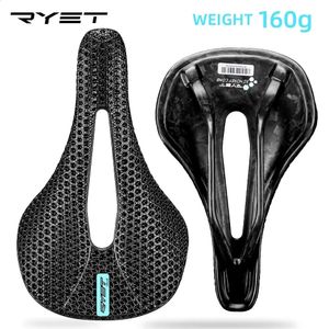 Ryet 3d impresso sela de carbono da bicicleta 140mm 143mm super leve estrada mtb corrida selas almofada assento ciclismo peças assento 240131