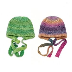 Berets Mulheres Inverno Peruano Capa Orelhas Beanie Hat Ear Flap Sherpas Ski Snow Hats Tricotado Colorido