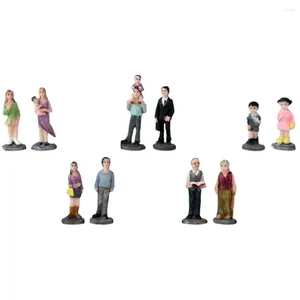 Trädgårdsdekorationer 10 datorer dekor mini människor modeller mänskliga kropp små statyer figur harts familje figurer miniatyr figurer