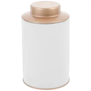Storage Bottles Tea Canister With Lid Metal Container Round Airtight Tinplate Candy