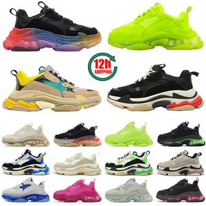 Designer Triple S Sneakers Clear Sole Track 17W Retro Casual Shoes Plataform Treinadores Crystal Sneaker Black Branco Gray Tamanho 46