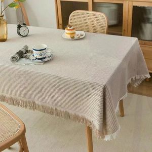 テーブルクロスミルクティー色のテーブルクロス挿入物スタイルの厚くなった綿リネン生地アート