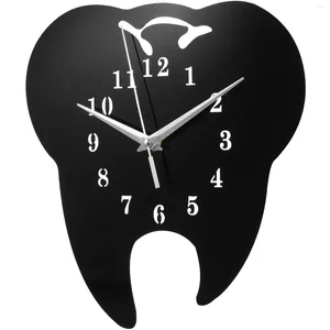 Wall Clocks Digital Tooth Shaped Clock Office Decor Round Mirrors Acrylic Decorative Hanging