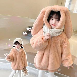 Down Coat Loose Hooded Parka With Ears For Baby Girls Thickened And Warm Winter Jacket Infants Toddlers Children's Clothing Q761