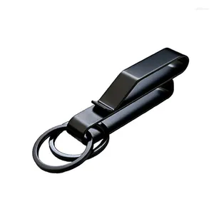 Nyckelringar 3st Tung Belt Nyckelhållare med 6st Metal Rings rostfritt stål Black Men Keychain Tactical Clip