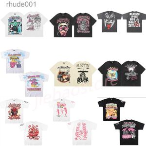 Hellstar mens t-shirts plus tees t shirt rapper tvättade grå tungt hantverk unisex kort ärm tshirts topps high street retro mode kvinnor t-shirt helvete stjärna nwqd