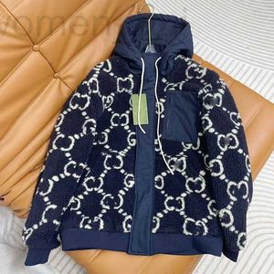 Men's Jackets designer 2023 Winter New Full body Jacquard Letter Lamb Wool Hooded Jacket Coat Unisex D0CR