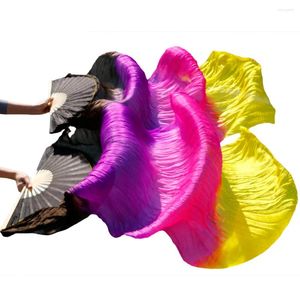 Stage Wear High Quality Silk Belly Dance Fans Handmade Dyed Dancing Left Right Black Purple Rose Red Yellow 180 90 Cm