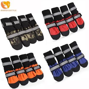 4pcsset Waterproof Pet Dog Shoes Winter Reflective Snow Boots Foot Protector Warm Sock For Small Medium Large Dogs Dropship 240119