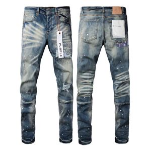 Designer jeans män lila jeans för män kvinnor byxor lila märke high street extravagant byxor hål 2024 ny stil broderi självodling och små fötter mode