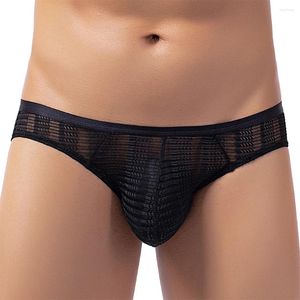 Cuecas masculinas cueca baixa cintura sexy briefs respirável tanga pênis grande bolsa calcinha escroto protuberância calcinha transparente