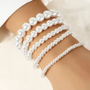Link pulseiras pulseira de pérola branca para mulheres meninas simples vintage jóias naturais filha presente aniversário dia dos namorados